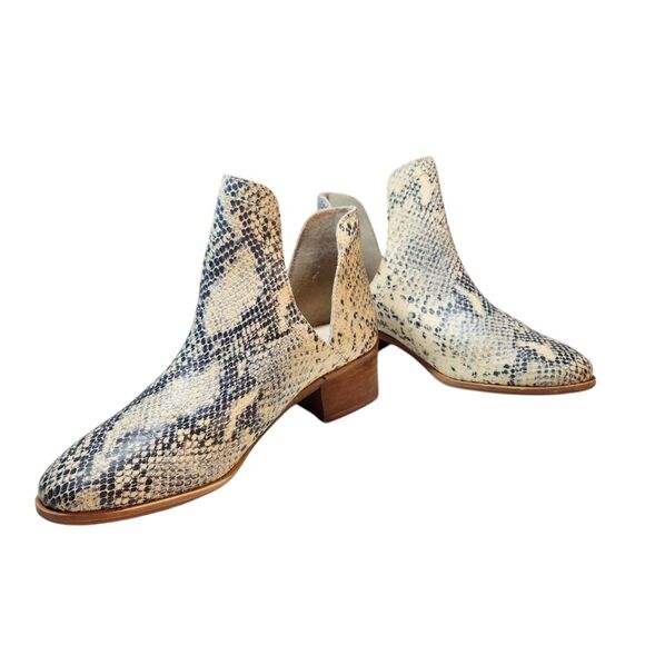 Anthro Coconuts By Matisse Pronto Snakeskin Ankle Boots D'Orsay Cream Black 6.5 - Picture 4 of 15